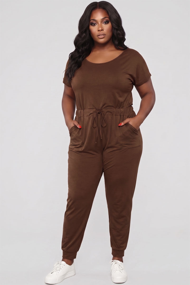 Mono de manga corta con cordón sólido de talla grande