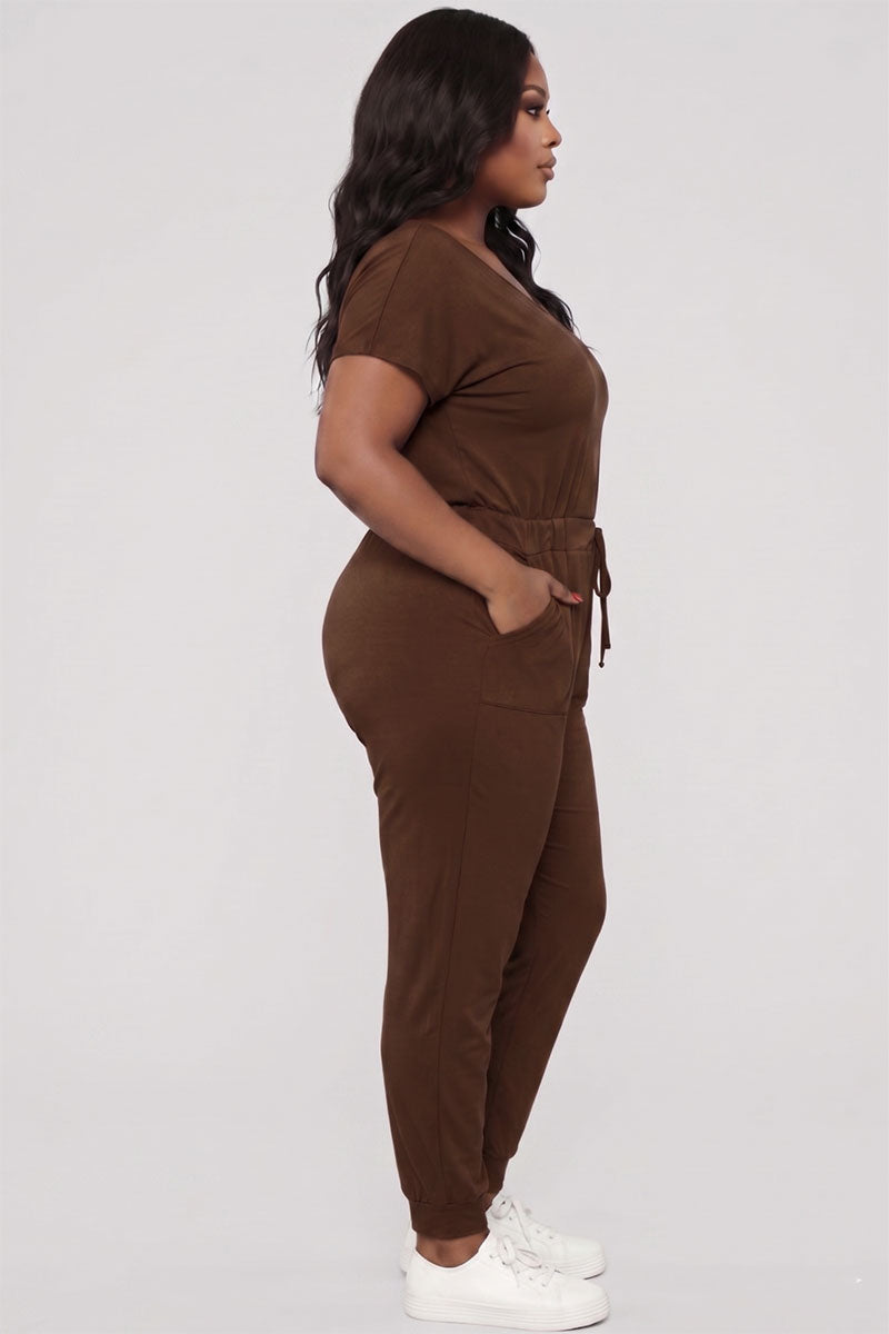 Mono de manga corta con cordón sólido de talla grande