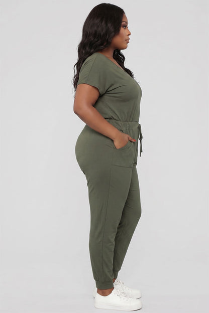 Mono de manga corta con cordón sólido de talla grande