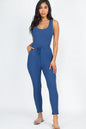 Ribbed Sleeveless Drawstring Jumpsuit - Wholesale Capella Apparel