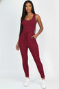 Ribbed Sleeveless Drawstring Jumpsuit