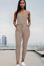 Ribbed Sleeveless Drawstring Jumpsuit - Wholesale Capella Apparel