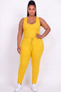 Plus Size Ribbed Sleeveless Drawstring Jumpsuit