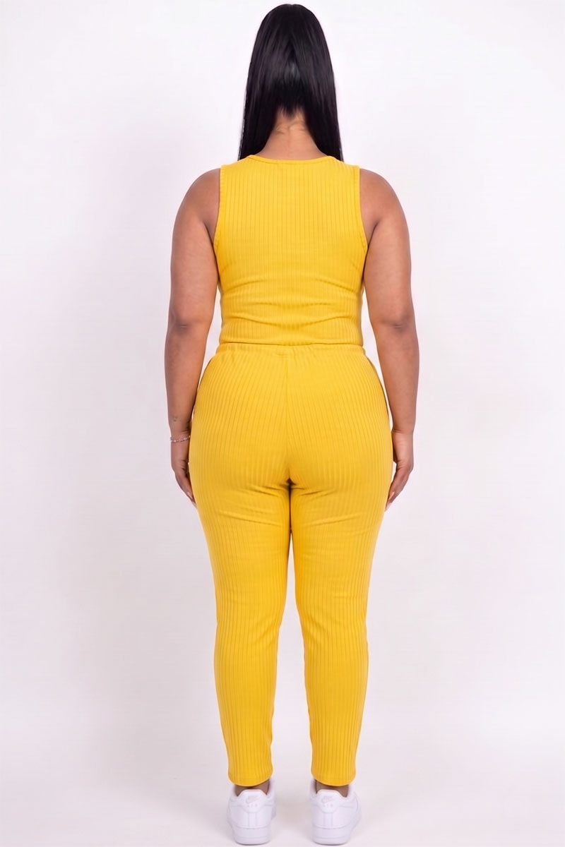 Plus Size Ribbed Sleeveless Drawstring Jumpsuit