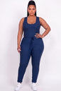 Plus Size Ribbed Sleeveless Drawstring Jumpsuit