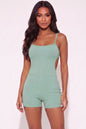 Ribbed Sleeveless Back Cutout Bodycon Romper