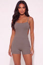 Ribbed Sleeveless Back Cutout Bodycon Romper