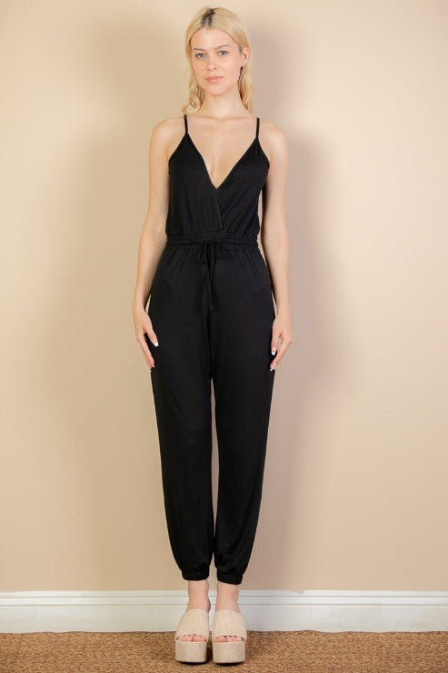 Sleeveless Tie Waist Jumpsuit - Capella Apparel