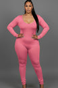 Plus Size Scoop Neck Long Sleeve Bodycon Jumpsuit