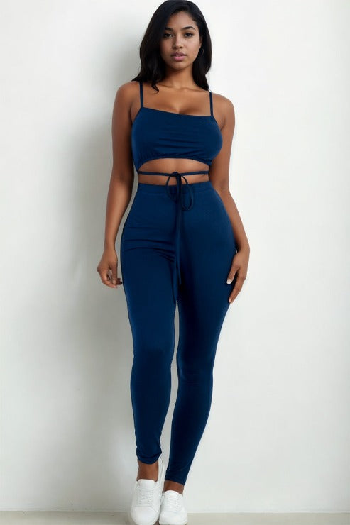 Solid Tie Front Cut Out Jumpsuit - Capella Apparel