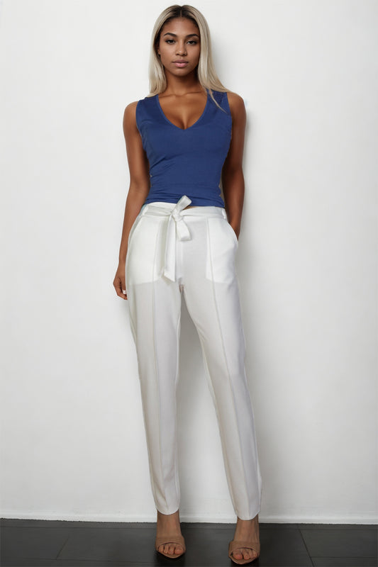 Knit Tie Front Pants - Capella Apparel