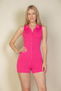 Ribbed Knit Sleeveless Button Front Romper - Capella Apparel