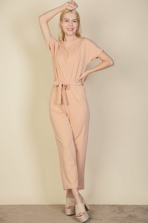 Tie Waist Relaxed Jumpsuit - Capella Apparel