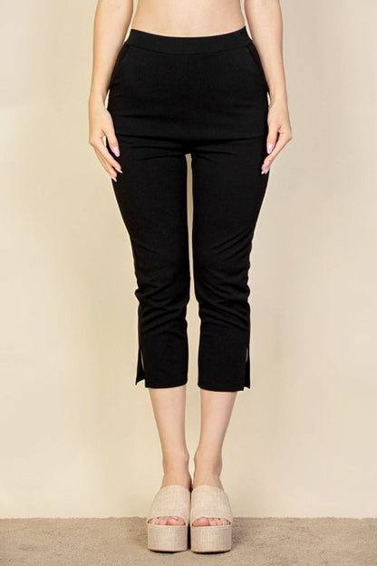 Slit Hem Cropped Pants - Capella Apparel