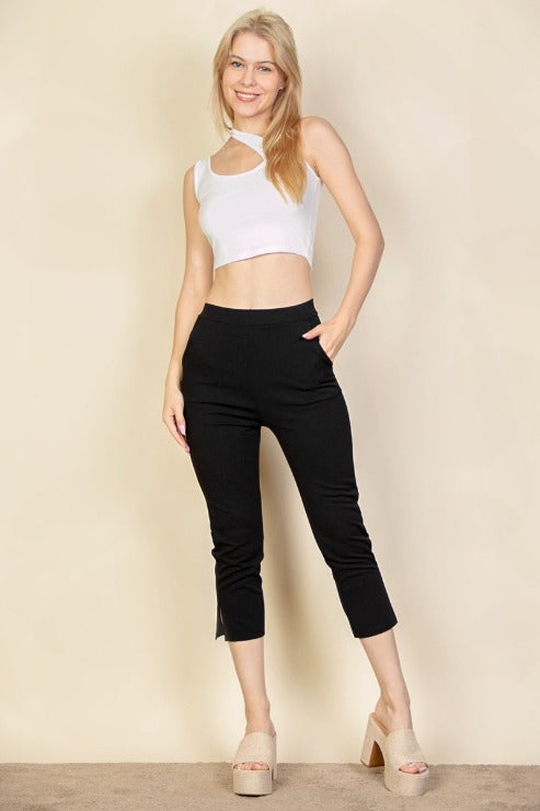 Slit Hem Cropped Pants - Capella Apparel