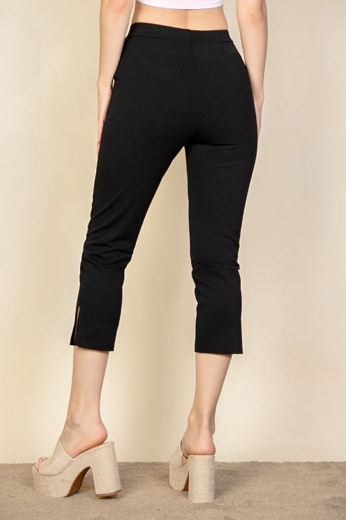 Slit Hem Cropped Pants - Capella Apparel