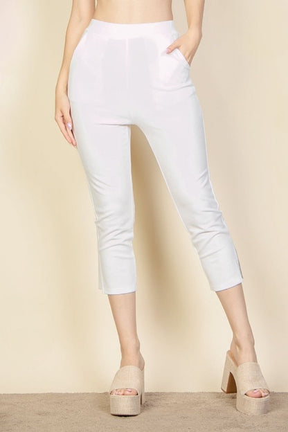 Slit Hem Cropped Pants - Capella Apparel