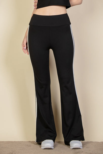 Contrast Side Stripe Flare Pants - Capella Apparel