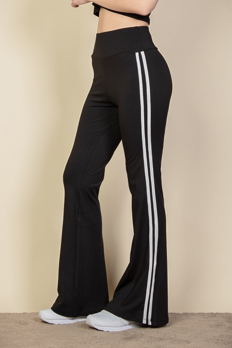 Contrast Side Stripe Flare Pants - Capella Apparel