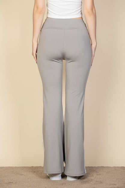 Contrast Side Stripe Flare Pants - Capella Apparel