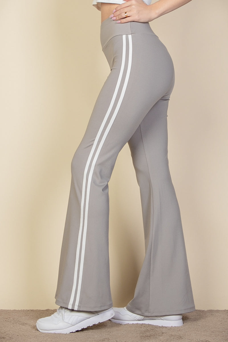 Contrast Side Stripe Flare Pants - Capella Apparel