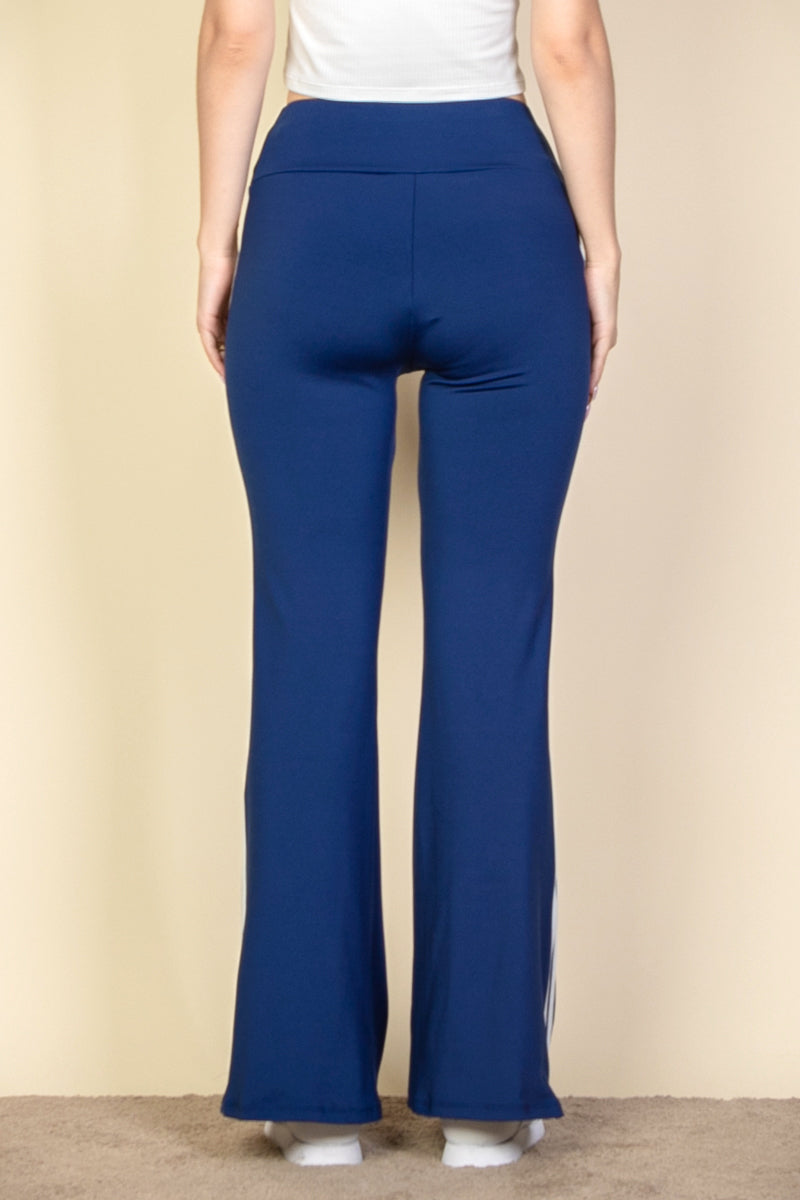 Contrast Side Stripe Flare Pants - Capella Apparel