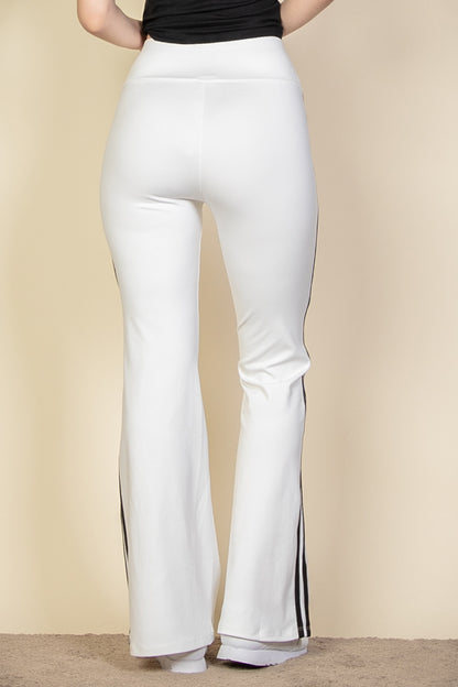 Contrast Side Stripe Flare Pants - Capella Apparel