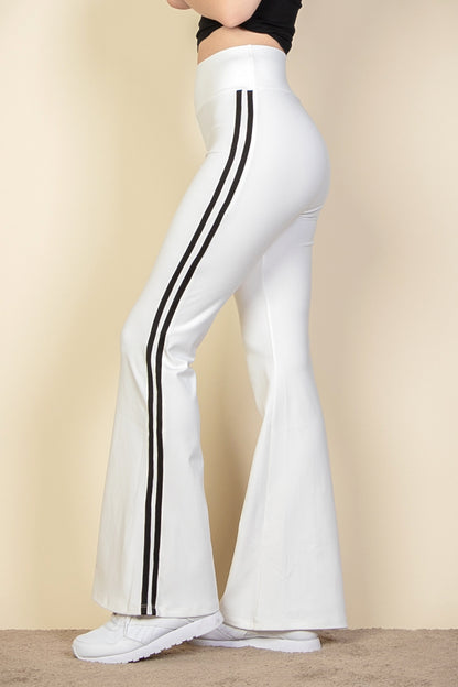 Contrast Side Stripe Flare Pants - Capella Apparel