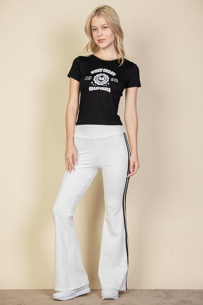 Contrast Side Stripe Flare Pants - Capella Apparel