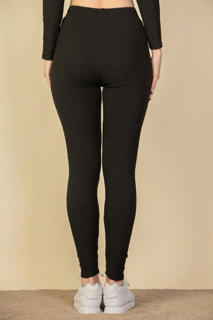 Ribbed Tie Front Leggings - Capella Apparel