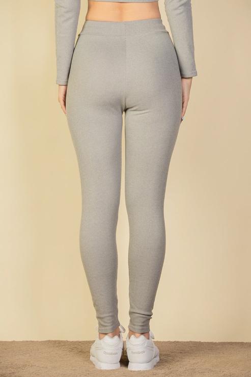 Ribbed Tie Front Leggings - Capella Apparel