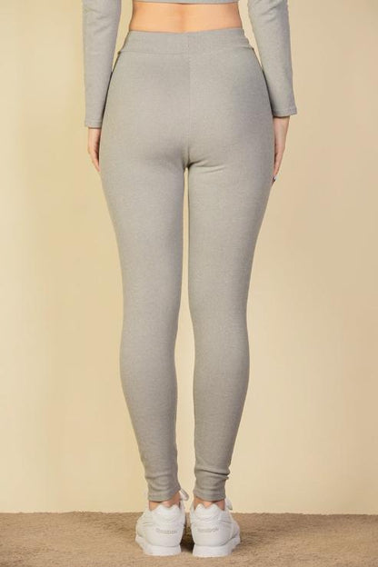 Ribbed Tie Front Leggings - Capella Apparel