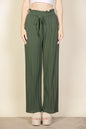 Pleated Stretch Crepe Pull-On Wide Leg Tie Front Pants - Capella Apparel