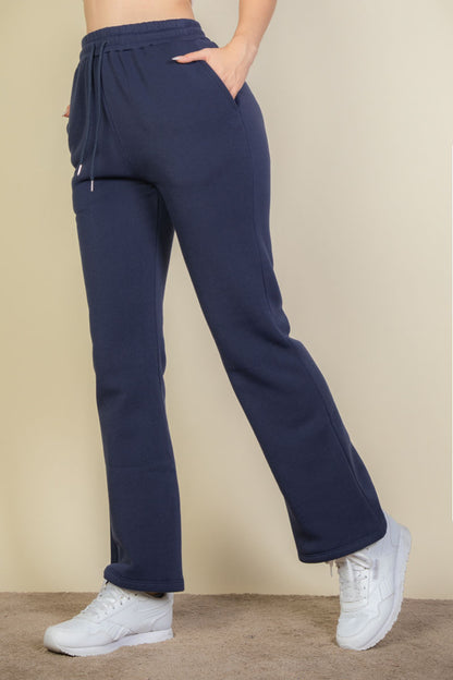 Drawstring Waist Slant Pocket Sweatpants - Capella Apparel