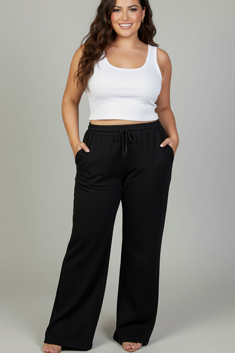 Plus Size Drawstring Waist Slant Pocket Sweatpants