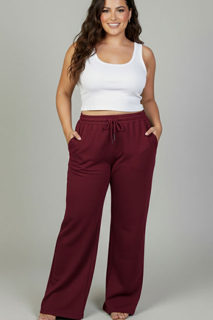 Plus Size Drawstring Waist Slant Pocket Sweatpants