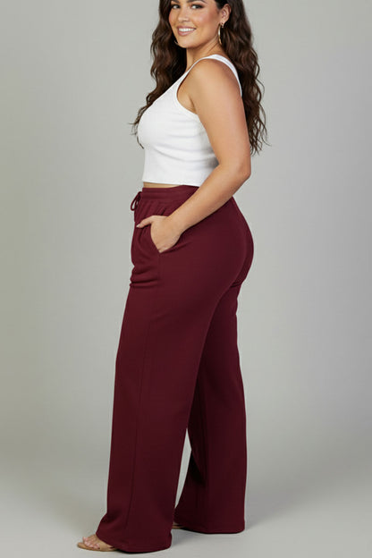 Plus Size Drawstring Waist Slant Pocket Sweatpants