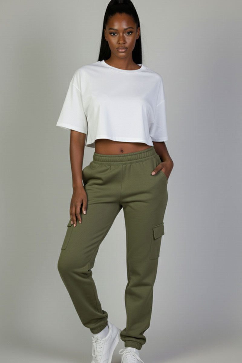 Side Pocket Drawstring Waist Sweatpants