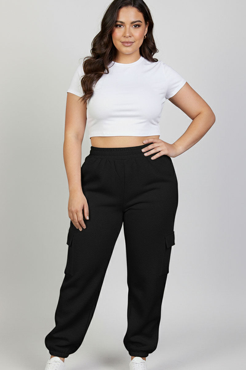 Plus Size Side Pocket Drawstring Waist Sweatpants