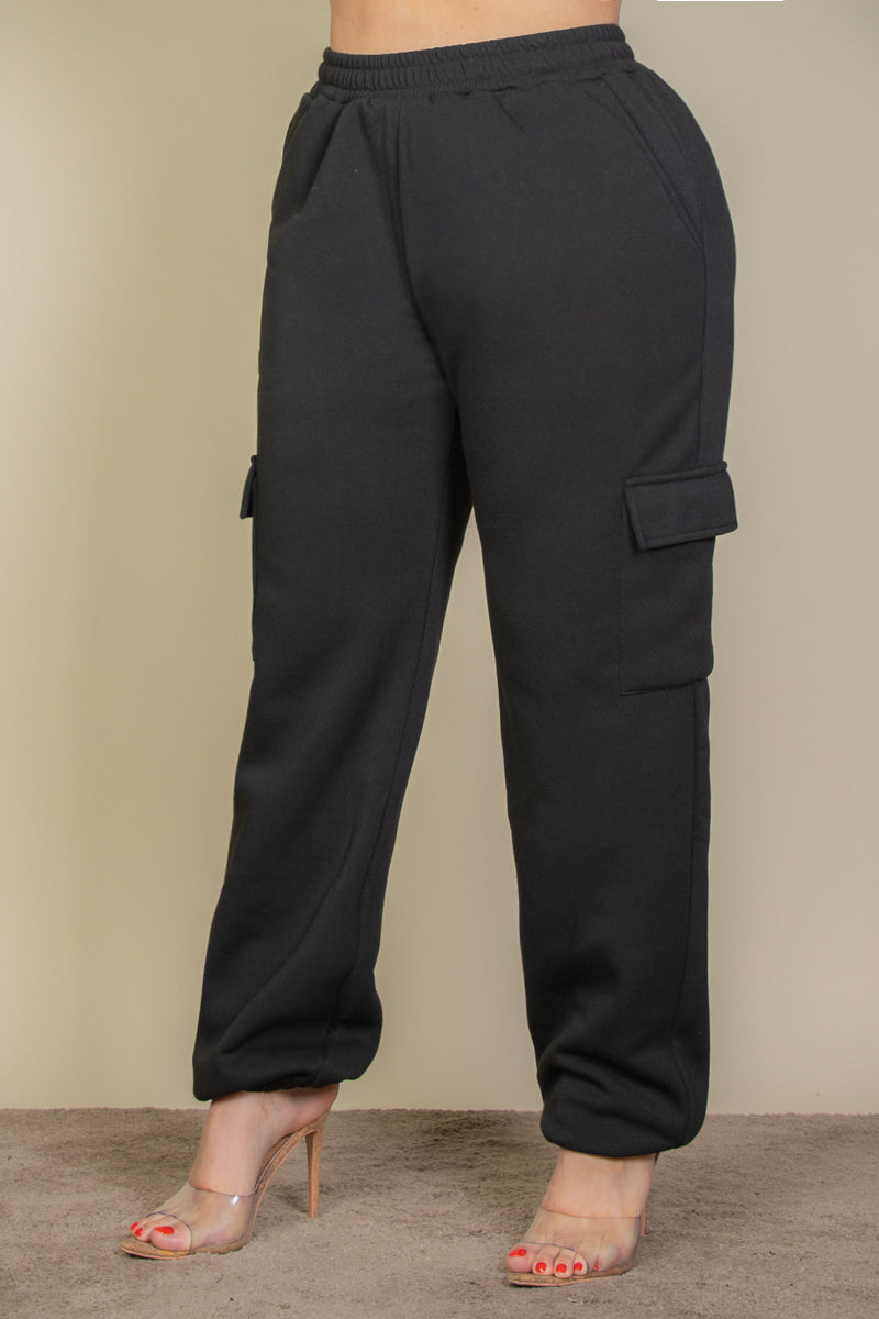 Plus Size Side Pocket Drawstring Waist Sweatpants - Capella Apparel