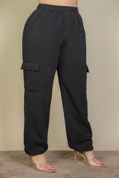 Plus Size Side Pocket Drawstring Waist Sweatpants - Capella Apparel