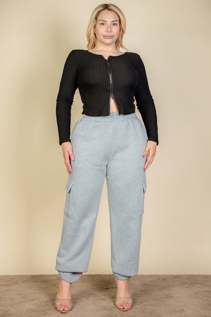 Plus Size Side Pocket Drawstring Waist Sweatpants - Capella Apparel