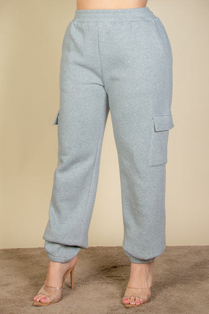 Plus Size Side Pocket Drawstring Waist Sweatpants - Capella Apparel