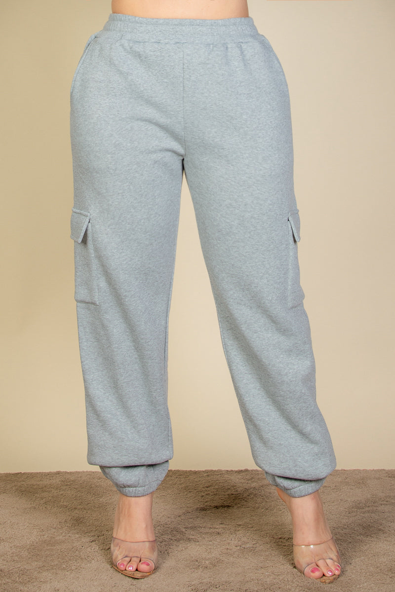 Plus Size Side Pocket Drawstring Waist Sweatpants - Capella Apparel