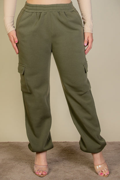 Plus Size Side Pocket Drawstring Waist Sweatpants - Capella Apparel