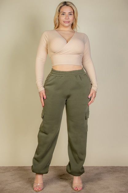 Plus Size Side Pocket Drawstring Waist Sweatpants - Capella Apparel