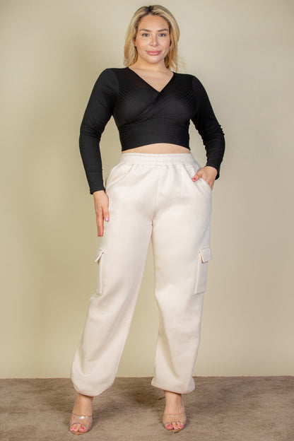 Plus Size Side Pocket Drawstring Waist Sweatpants - Capella Apparel