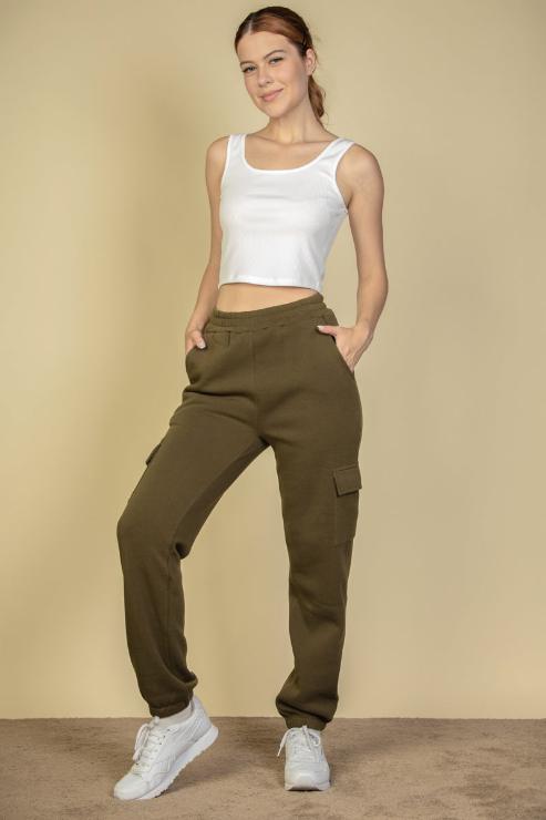 Side Pocket Drawstring Waist Sweatpants - Capella Apparel