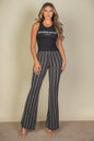 Wavy Print High Waist Flare Pants - Capella Apparel