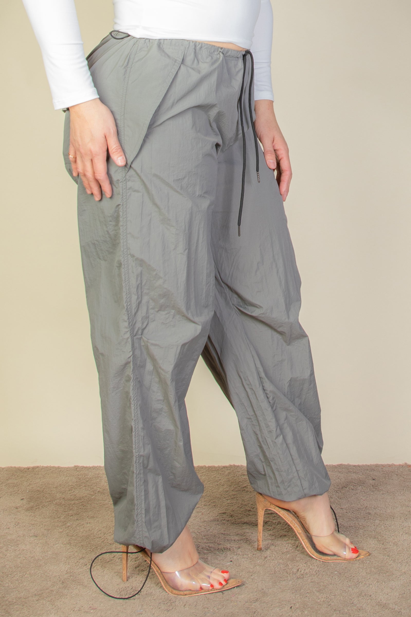 Plus Size Drawstring Waist Parachute Pants (CAPELLA) - Capella Apparel